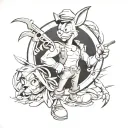 looney tunes crime caracter tattoo design idea