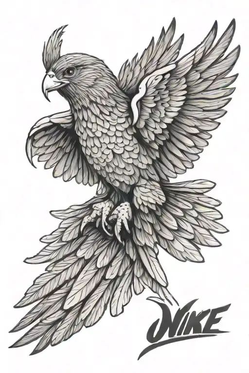 kea bird flying nike goddess tattoo design idea
