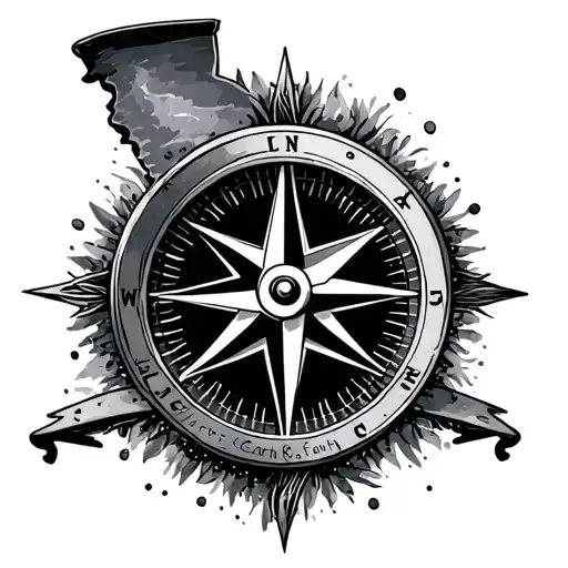 compass Connecticut and California  tattoo design idea
