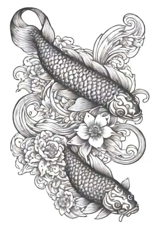 flowers and koi fish irezumi style upper half sleeve tattoo tattoo design idea