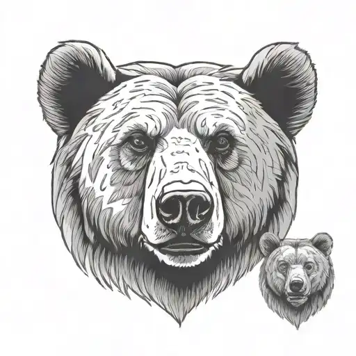 bear head with four cubs face only tattoo design idea