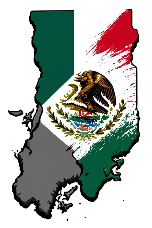 Texas money Mexico flag tattoo design idea