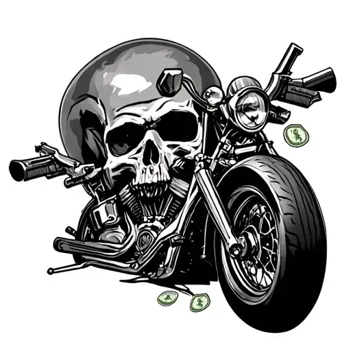 biker guns money drugs tattoo design idea