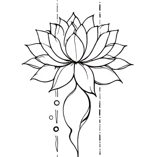 simple, Lotus flower, moon phases, vertical spine tattoo tattoo design idea