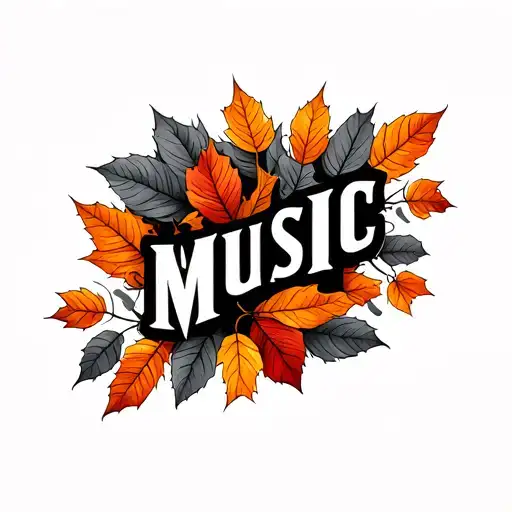 music logo with autumn leaves fall colored leaves tattoo design idea