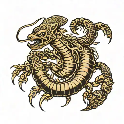 scorpion with tail stinging black and white tattoo design idea