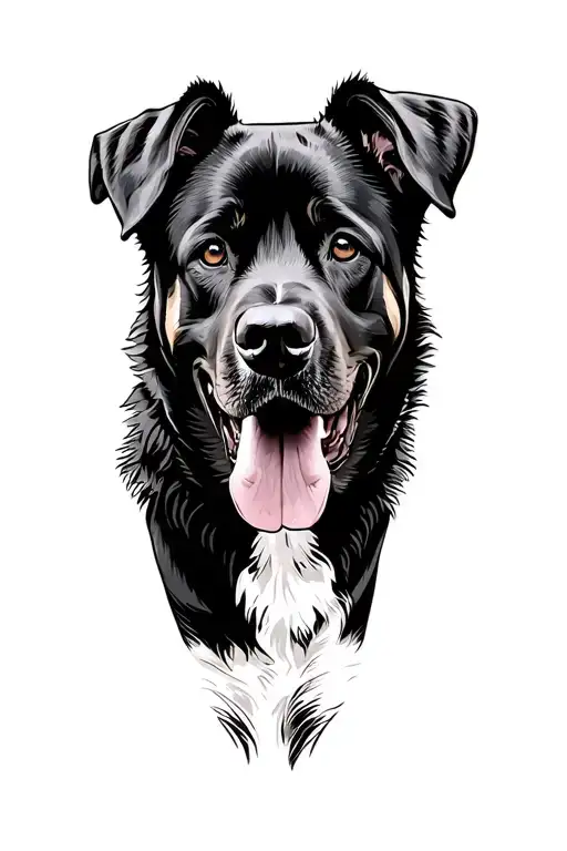 dog rottweiler x german shepard silhouette tattoo design idea