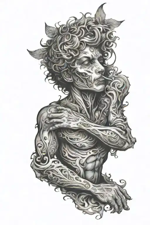 wondering lost male soul tattoo design idea