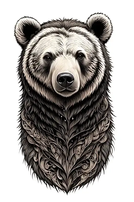 bear head with floppy right ear tattoo design idea
