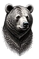 bear head with floppy right ear tattoo design idea