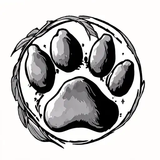 enzo circle + dog paw inside tattoo design idea