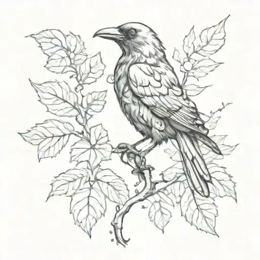 crow, dopamine chemical formula, poison ivy tattoo design idea