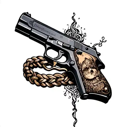gun strapped around ankle bracelet tattoo design idea