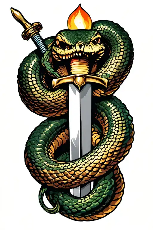 Snake and Dagger tattoo design idea