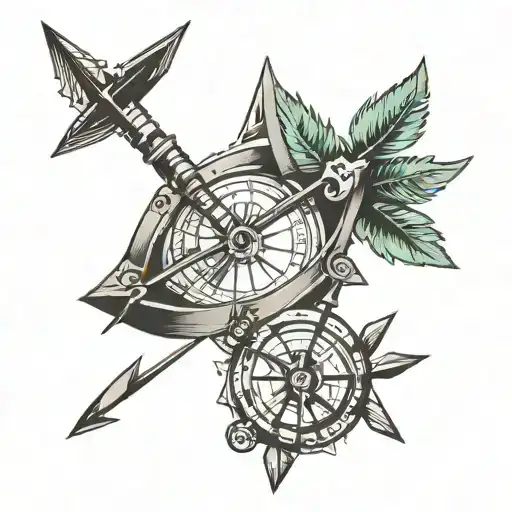 Arrow and Compass tattoo design idea