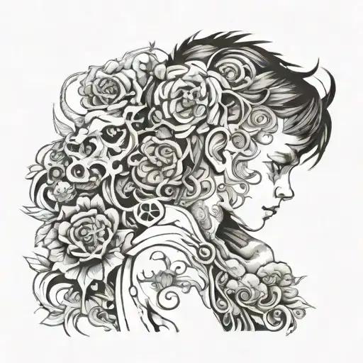 a boy who has overcome his toxic and distructive father tattoo design idea