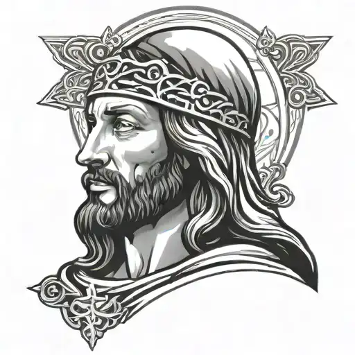 black hood jesus tattoo design idea