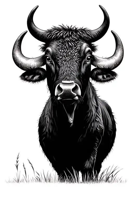Buffalo vietnam rice field tattoo design idea