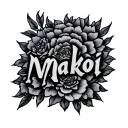 "Makoi" name written tattoo design idea