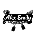"Alex Emily " chain links with 2 dog tags hanging on the upper arm tattoo tattoo design idea