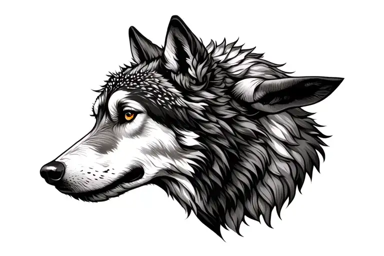 wolf shrouded in lambs head tattoo design idea