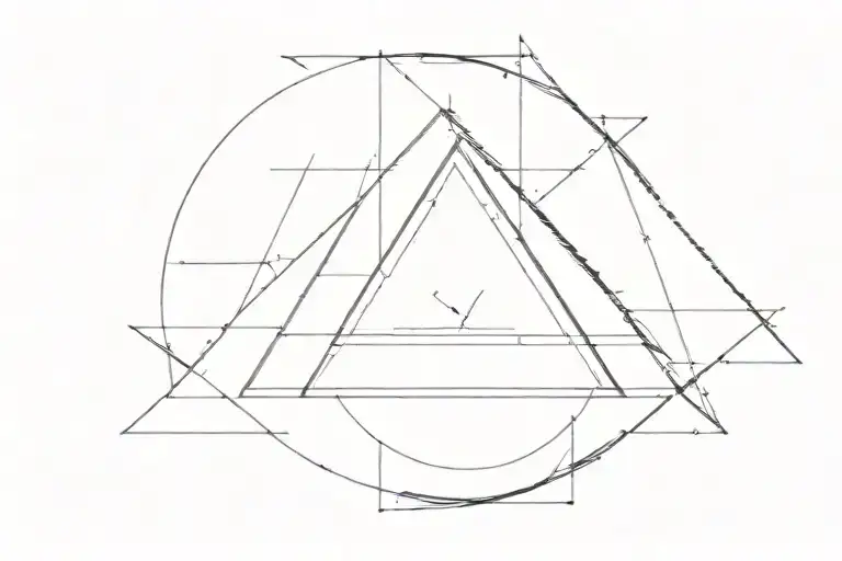 3 triangles representing past present (biggest triangle) and future with a small circle in the centre triangle tattoo design idea