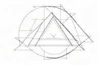 3 triangles representing past present (biggest triangle) and future with a small circle in the centre triangle tattoo design idea