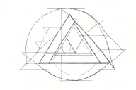 3 triangles representing past present (biggest triangle) and future with a small circle in the centre triangle tattoo design idea
