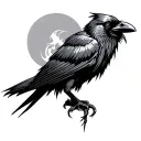 evil crow perched tattoo design idea