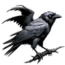 evil crow perched tattoo design idea