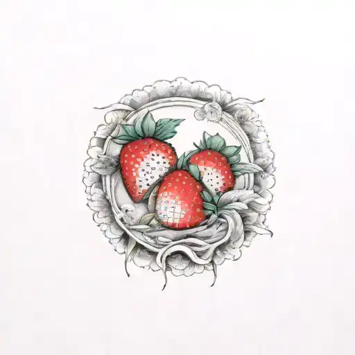 cut strawberries tattoo design idea