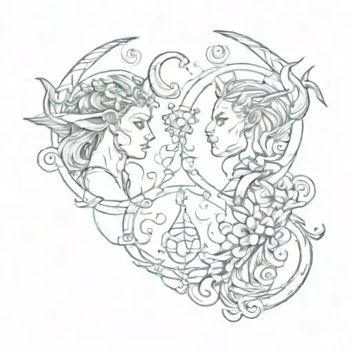capricorn and libra tattoo design idea