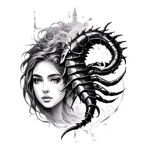 Aquarius And Scorpio tattoo design idea
