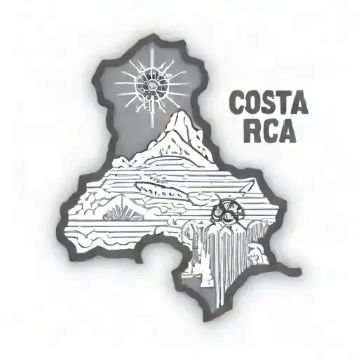 geometric outline of Costa Rica map with west coast style font wraparound  tattoo design idea