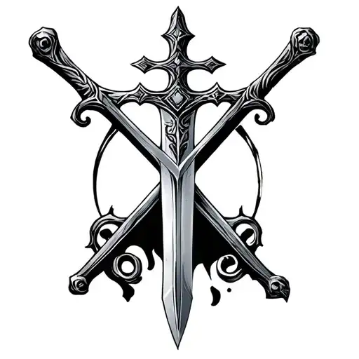 cross with a sword tattoo design idea