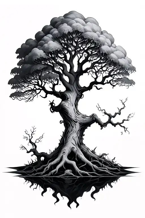 poison tree growing together tattoo design idea