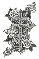 Methodist Cross w words "Give up everything for one thing, and one thing for everything" tattoo design idea