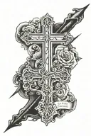 Methodist Cross w words "Give up everything for one thing, and one thing for everything" tattoo design idea