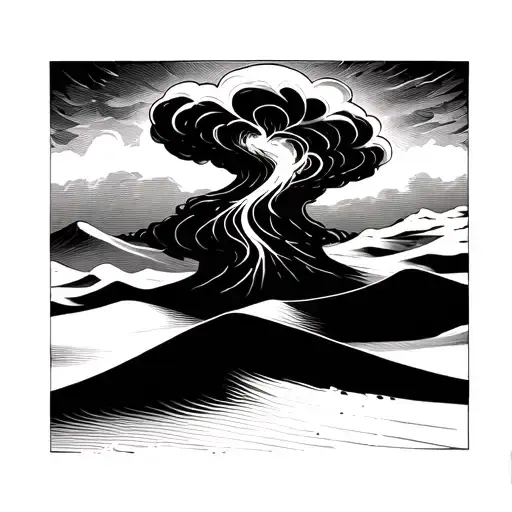 sand dunes desert thunder storm tattoo design idea