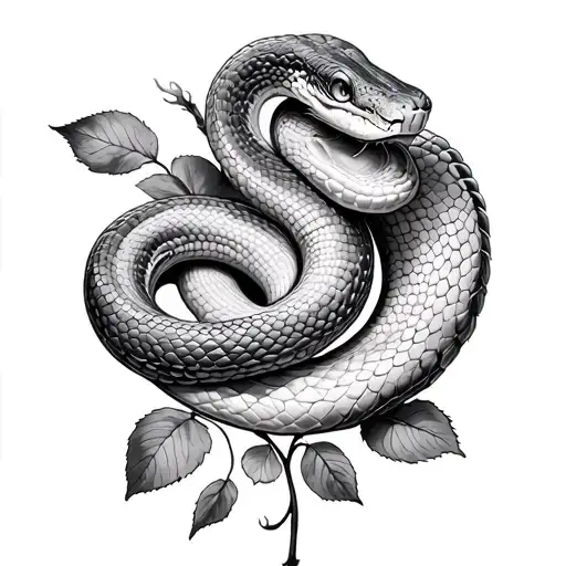 A snake shedding its skin, but instead of a normal molt, the old skin peels away into delicate rose petals that dissolve tattoo design idea