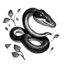 A snake shedding its skin, but instead of a normal molt, the old skin peels away into delicate rose petals that dissolve tattoo design idea