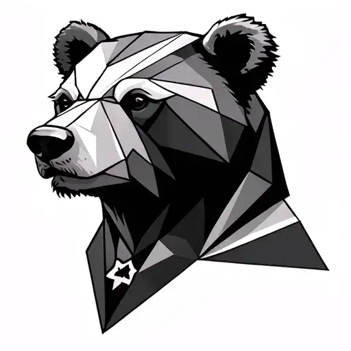 geometric bear face with a Jewish star tattoo design idea