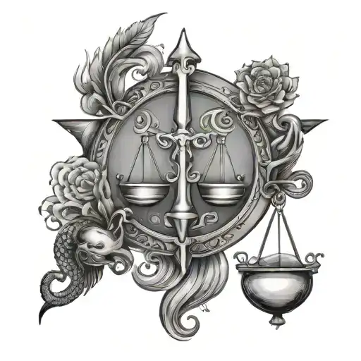 Libra, Scorpio, Aquarius zodiac sign tattoo design idea