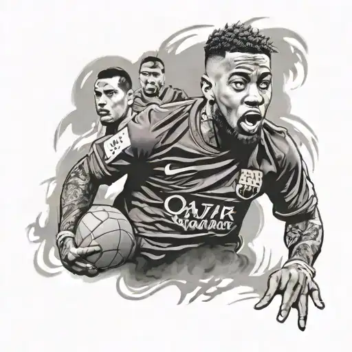 A portrait tattoo of your favorite rapper wearing a Fc Barcelona jersey to showcase your admiration for both music and football tattoo design idea