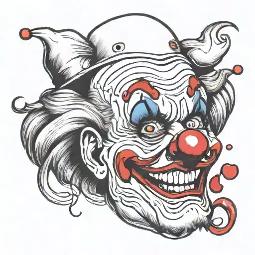 clown face like laughing at people's nonsensical tattoo design idea