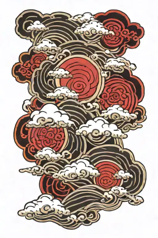 Akatsuki clouds with sasuke curse mark spreading across tattoo design idea