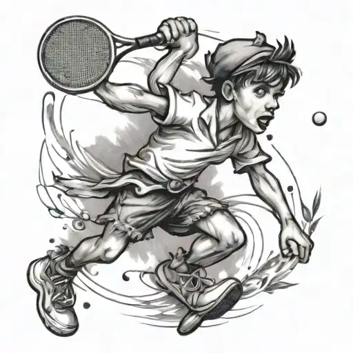 tennis peter pan tattoo design idea