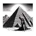 aztec pyramid with girls and sun setting tattoo design idea
