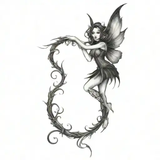 dark fairy surrounded tattoo design idea