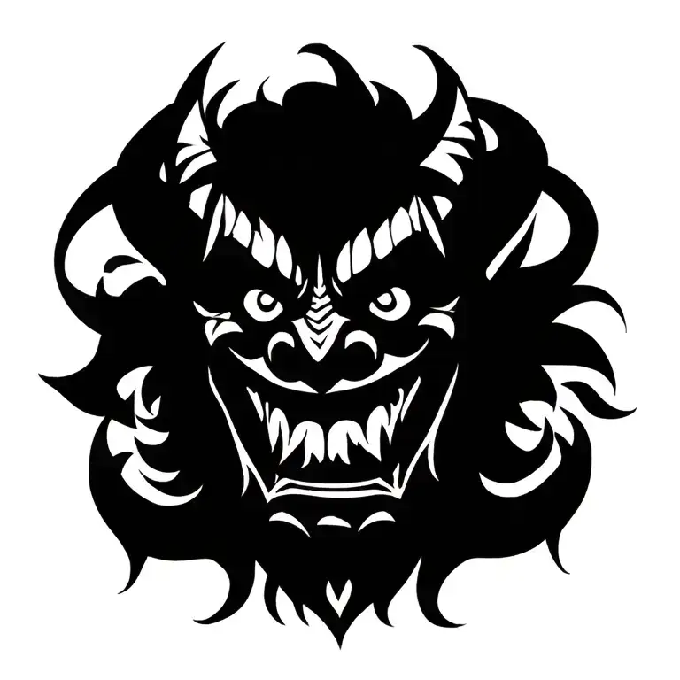 smiling demon tattoo design idea